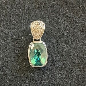 Sarda Sterling Silver 925 emerald Gemstone Filigree Bail Pendant